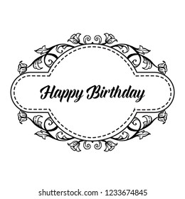 Happy birthday invitation card with floral vector illustration