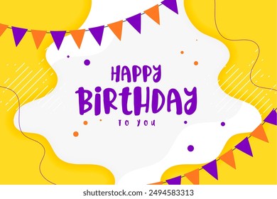 happy birthday invitation card poster with bunting flags design vector