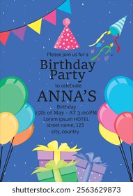 Happy birthday invitation card Royalty Vector