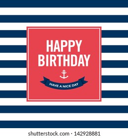 Happy birthday invitation card. Sailor theme. Text and color editable.