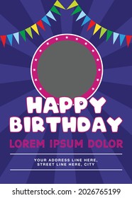 Happy birthday invitation card template, Vector illustration
