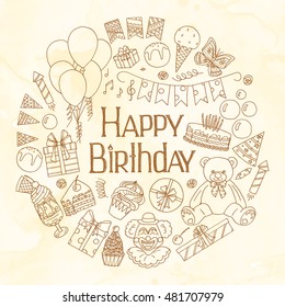 Happy Birthday invitation card, vector illustration