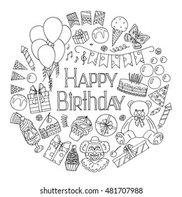 Happy Birthday invitation card, vector illustration