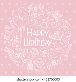 Happy Birthday invitation card, vector illustration