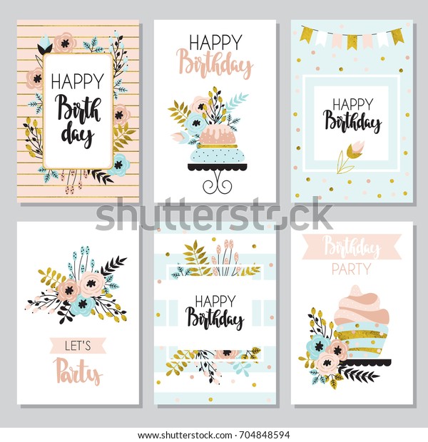 Joyeux Anniversaire Et Cartes D Invitation Avec Image Vectorielle De Stock Libre De Droits