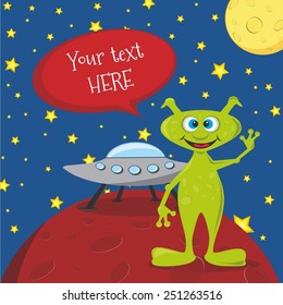 Happy birthday invitation cute alien card