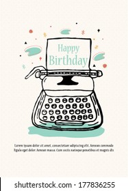 Happy Birthday Invitation Design with Typewriter in Vector