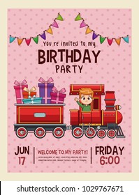 Happy birthday invitation pink card