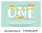 Happy Birthday Invitation Template for One Year Old in Vector
