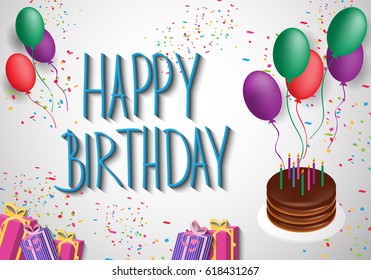 Happy Birthday isolated on gray backdrop.Handwritten text for web site,ads,poster,invitation card and cover.Also useful for blog advert,social network,marketing and print materials