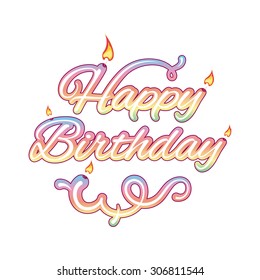 Happy birthday isolated text, vector illustration