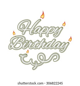 Happy birthday isolated text, vector illustration