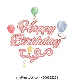 Happy birthday isolated text, vector illustration