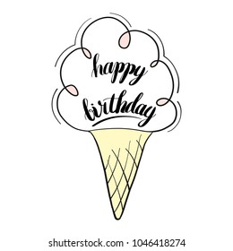 Happy Birthday isolated vector illustration with handwritten lettering