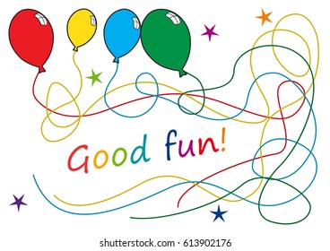 Happy birthday items concept. vector cartoon illustration, drawing made by a child