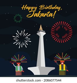 Happy Birthday Jakarta Vector Illustration