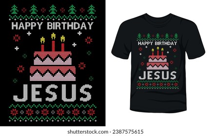 Happy birthday Jesus ugly Christmas sweater design