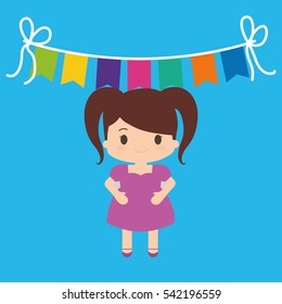 Happy birthday kid cartoon icon vector illustration graphic design