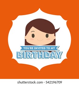 Happy birthday kid cartoon icon vector illustration graphic design