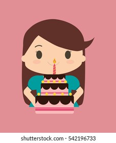 Happy birthday kid cartoon icon vector illustration graphic design