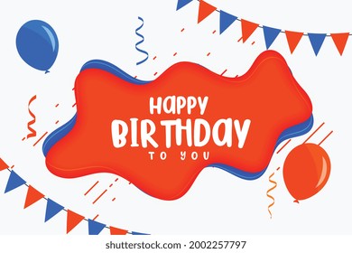 happy birthday kids card in flat style design