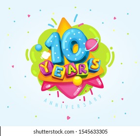 happy birthday kids illustration. 10 years anniversary