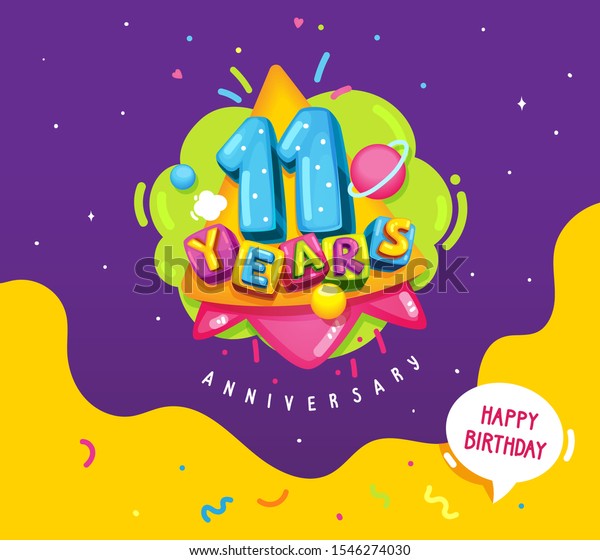 Vector De Stock Libre De Regalias Sobre Ilustracion De Feliz Cumpleanos 11 Anos