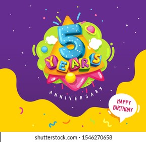 happy birthday kids illustration. 5 years anniversary