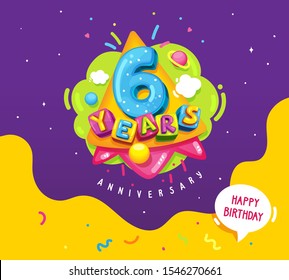 happy birthday kids illustration. 6 years anniversary
