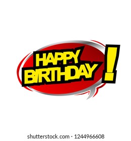 happy birthday label with red bubble