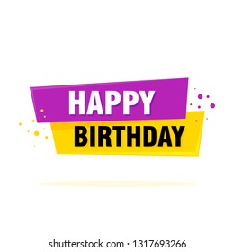 Happy birthday label sign. Greating card template vector illustration