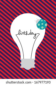 happy birthday with ladybird on light bulb poster template vector/illustration/ layout design/ background/ greeting card