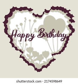 Happy Birthday Layered paper cut card. Paper cut out style Shadow box
