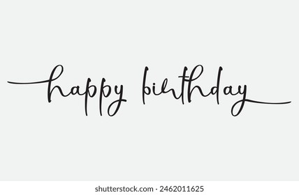 Happy Birthday letter with modern handwritten calligraphy in black color