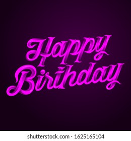 happy birthday lettering 3d purple