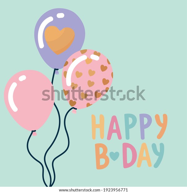 Happy Birthday Lettering Balloons On Green Stock Vector (Royalty Free ...