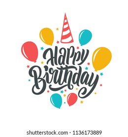 Happy birthday lettering banner. Vector illustration.