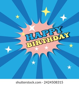 Happy Birthday Lettering Black Text Handwriting Calligraphy with Shadow isolated on White Background. Greeting Card Vector Illustration Design Template Element