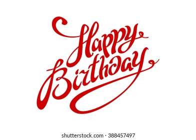 Happy Birthday lettering calligraphy vector red card art