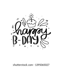 Happy Birthday Lettering Card Design. Happy Birthday Modern Brush Typography lettering. Greeting card. Vector illustration.
