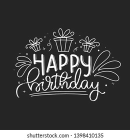 Happy Birthday Lettering Card Design. Happy Birthday Modern Brush Typography lettering. Greeting card. Vector illustration.