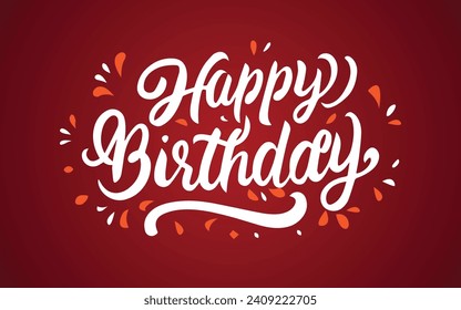 Happy Birthday lettering card, hand drawn typography poster vector