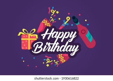 Happy Birthday Lettering Card Icon