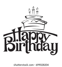 Happy birthday lettering design template vector illustration
