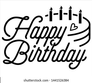 Happy Birthday Lettering font script vector  typography