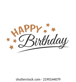 Happy birthday lettering. Handwritten text, calligraphy, black and gold letters. Can be used for greeting card