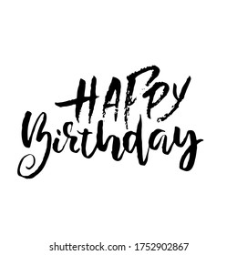 Happy Birthday Scratched Calligraphy Black Text Stock Vector (Royalty ...