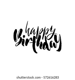 Happy birthday lettering for invitation and greeting card, prints and posters. Hand drawn inscription, calligraphic design. Vector illustration.