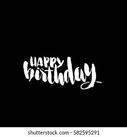 Happy birthday lettering for invitation and greeting card, prints and posters. Hand drawn inscription, calligraphic design. Vector illustration.