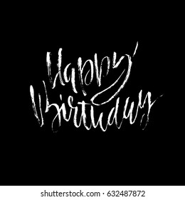 Happy birthday lettering for invitation and greeting card, prints and posters. Hand drawn dry modern brush inscription. Calligraphic design. Vector illustration